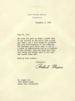 미대통령 로버트 닉슨이 새미리에게 보낸 편지(1969.11.5)