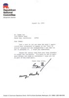 미국 공화당 위원회 의장 조지 부시가 새미리에게 보낸 편지(1974.8.16)